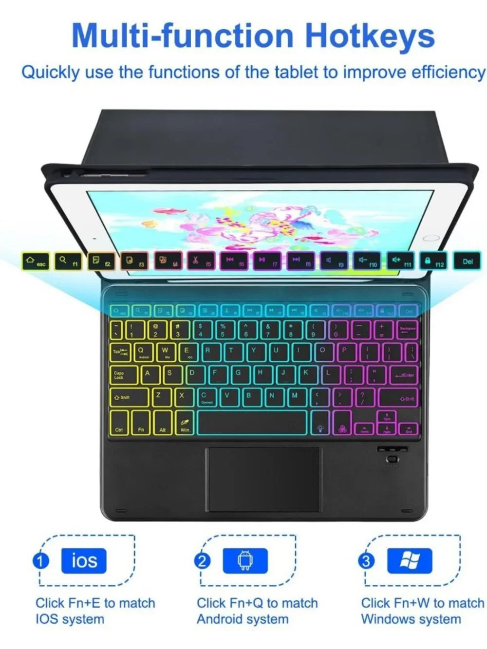 10.2-Inch Touchpad Keyboard Case for iPad 9th/8th/7th Gen - Slim, Lightweight